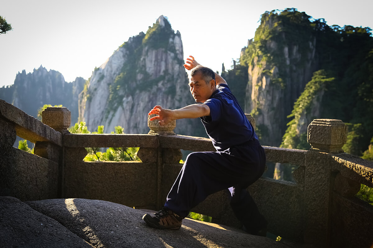 Master Chen Qinghe demonstrating Chang Hong Wu Shu